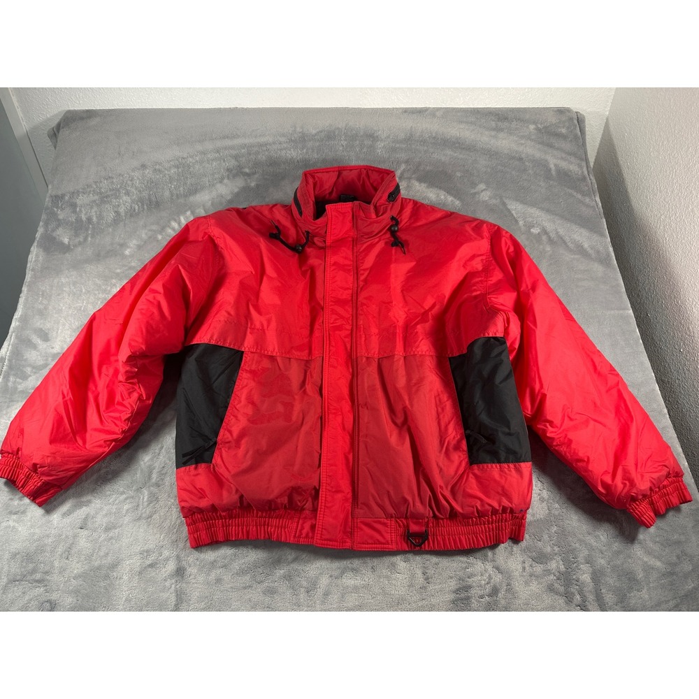 Vintage Steep Slopes Mens Red Black Insulated Ski Jacket Puffer Coat Large